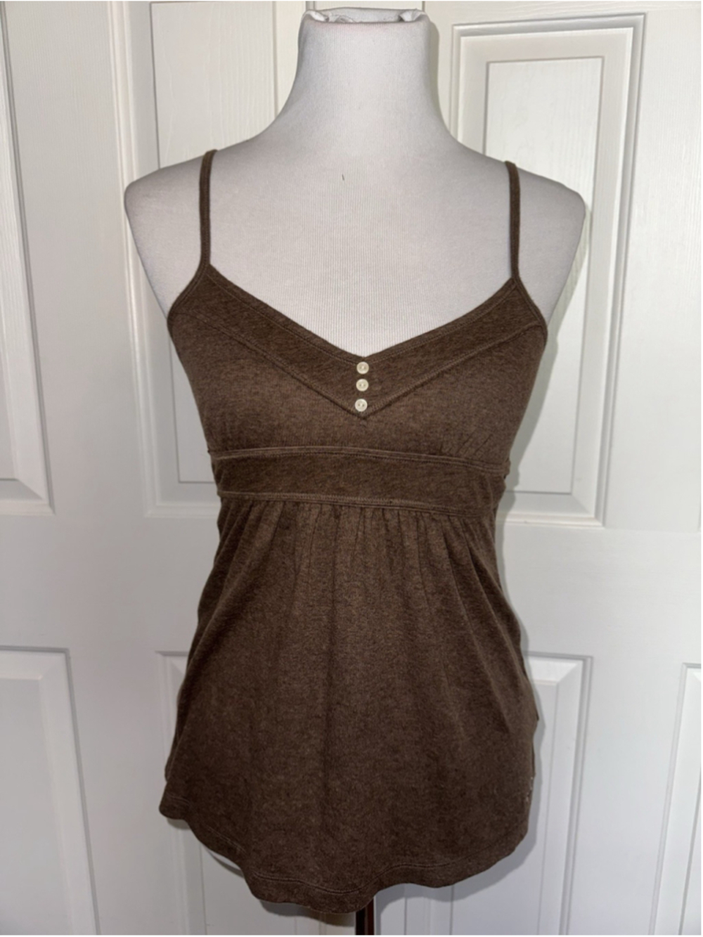Vintage Y2K Hollister Brown Babydoll Cami Top S Tie Back Bella Swan 2000s